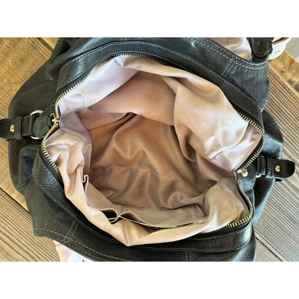 Vintage 2000s Coach XL Ergo Pleated Hobo Bag Black Leather Slouchy Charms Y2K